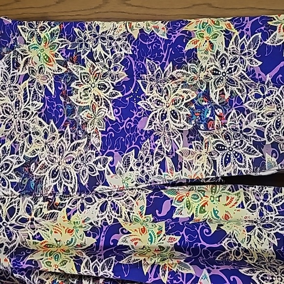 Nwot tc2 lularoe floral blue, yellow, green, orange and purple leggings. - Picture 2 of 3